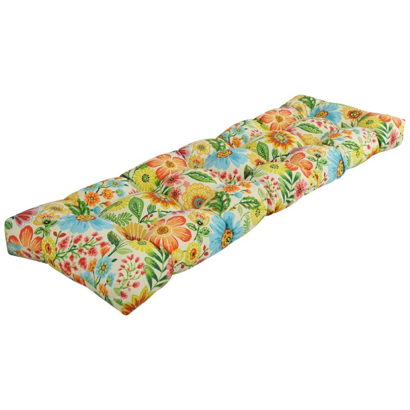 60-Inch By 19-Inch Tufted Patterned Outdoor Spun Polyester Loveseat Cushion