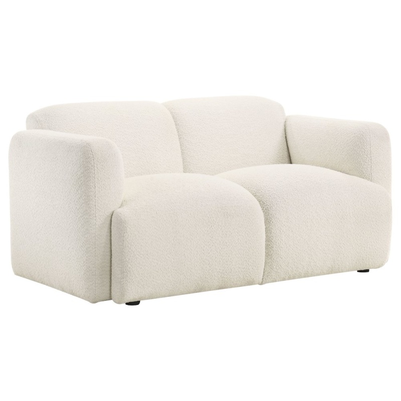 Dorset Fabric Upholstered Round Track Arm Loveseat White