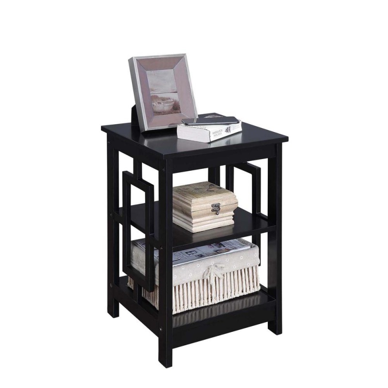 Town Square End Table With Shelves, Black