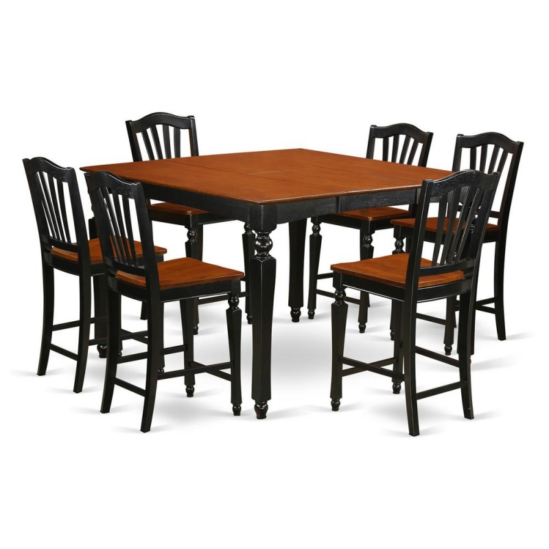 7 Pc Counter Height Table SetSquare Gathering Table And 6 Stools