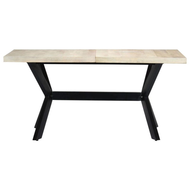 Vidaxl Dining Table White 63"X31.5"X29.5" Solid Mango Wood