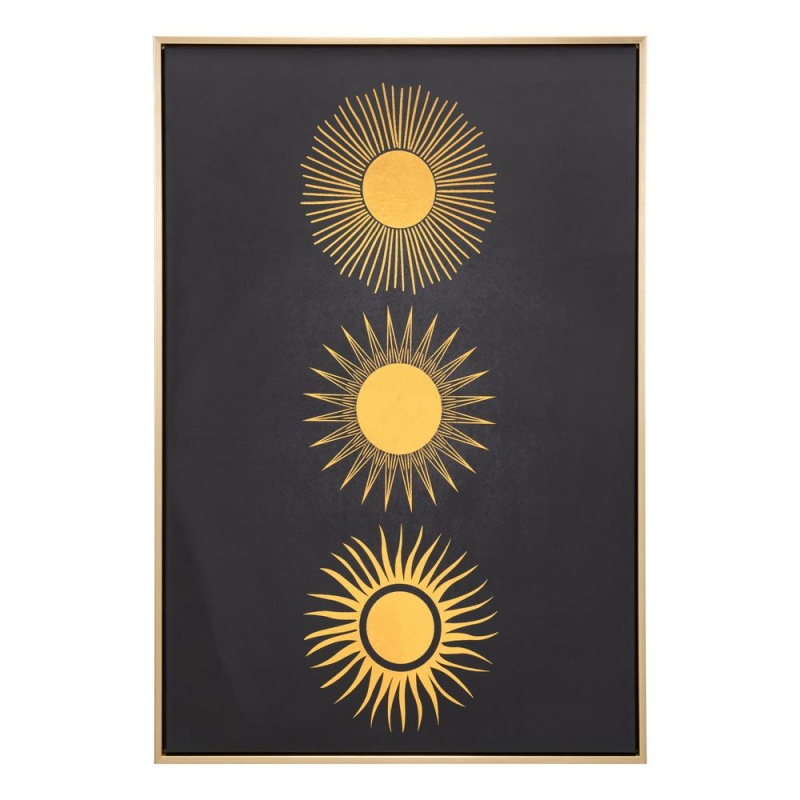 Three Suns Canvas Wall Art Gold & Black