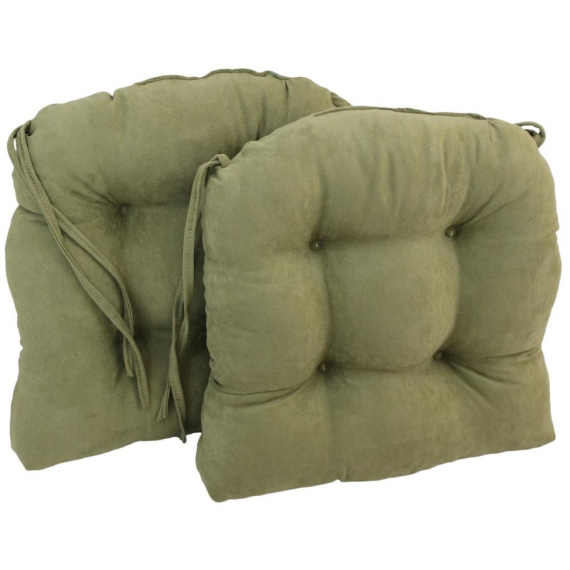 16-Inch Solid Microsuede U-Shaped Tufted Chair Cushions (Set Of 2)