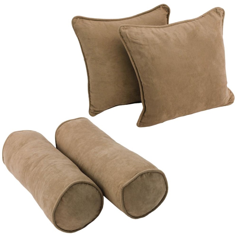 Double-Corded Solid Microsuede Throw Pillows With Inserts