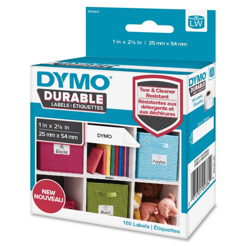 Dymo Labelwriter Labels - 1" Width X 2 1/8" Length - Permanent Adhesive - Thermal Transfer - White - Plastic, Polypropylene - 160 / Roll - 160 Box