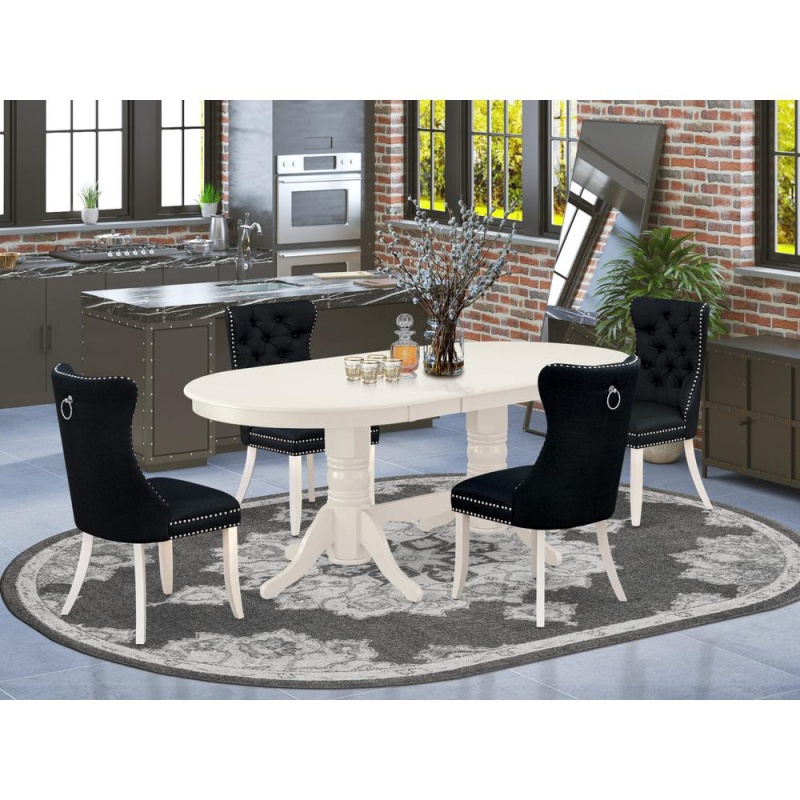 5 Piece Kitchen Table Set With Oval Dining Table