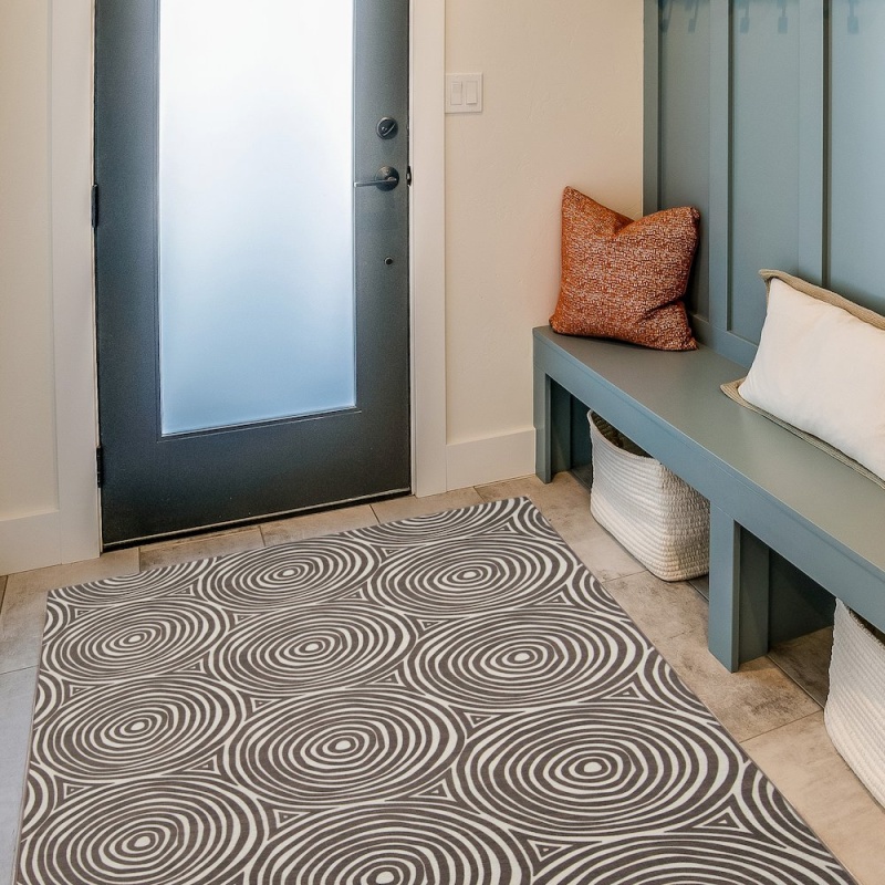 Outdoor Washable Ocoee Ivory & Brown 3' x 5' Rug