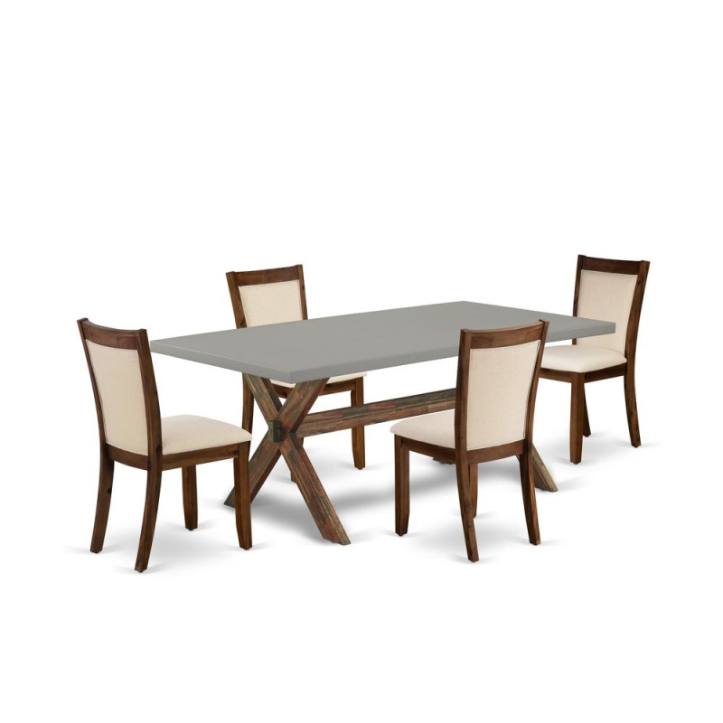 5-Pc Dinner Table Set with 4 Upholstered Chairs
