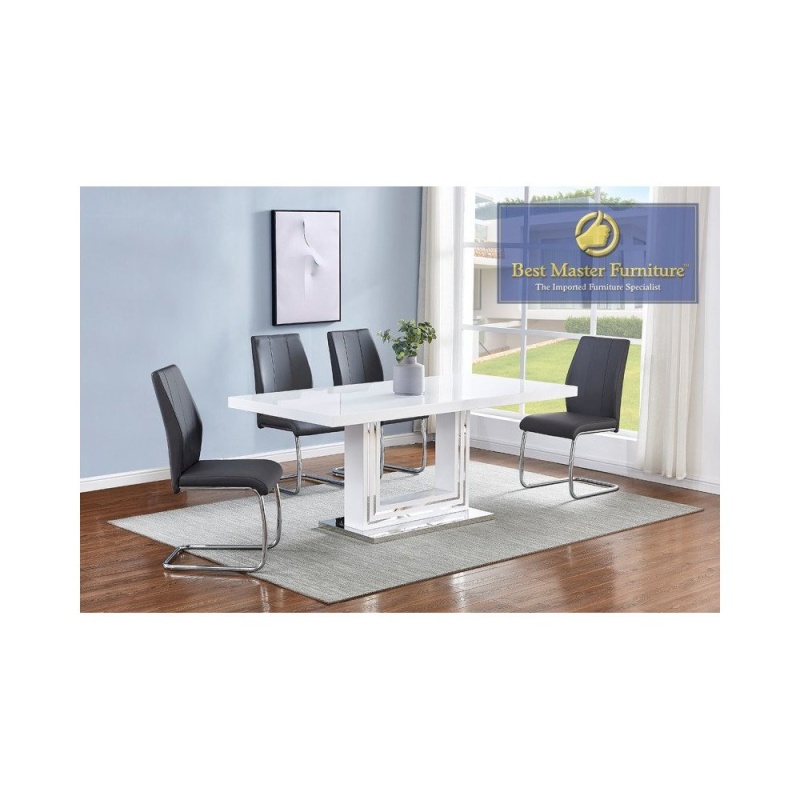 Best Master Furniture Gudmund 71" Rectangular Wood Dining Table In White