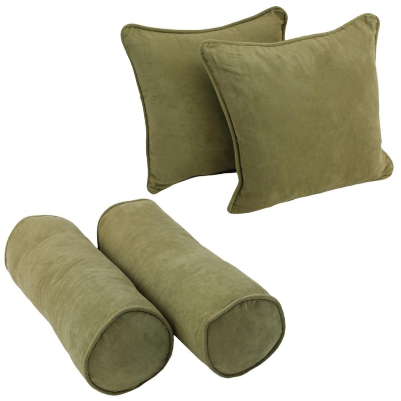 Double-Corded Solid Microsuede Throw Pillows With Inserts (Set of 4)