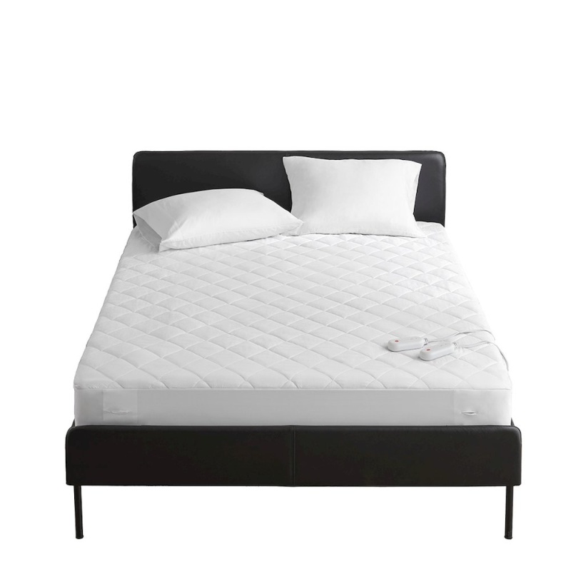 Embossed Microfiber Heated Mattress Pad in White