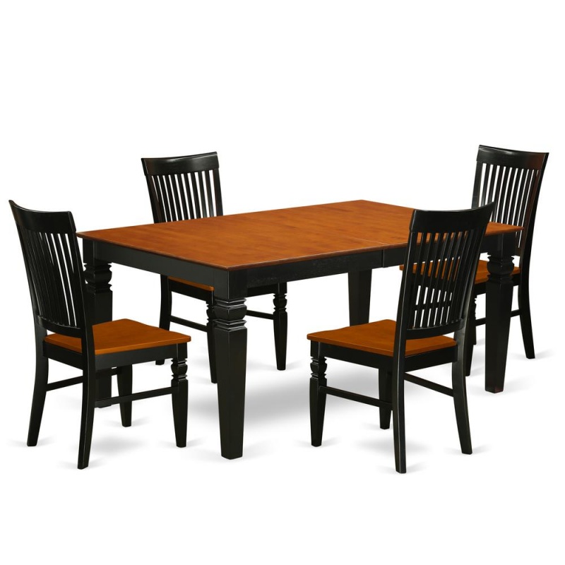 Dining Room Set Black & Cherry, Lgwe5-Bch-w