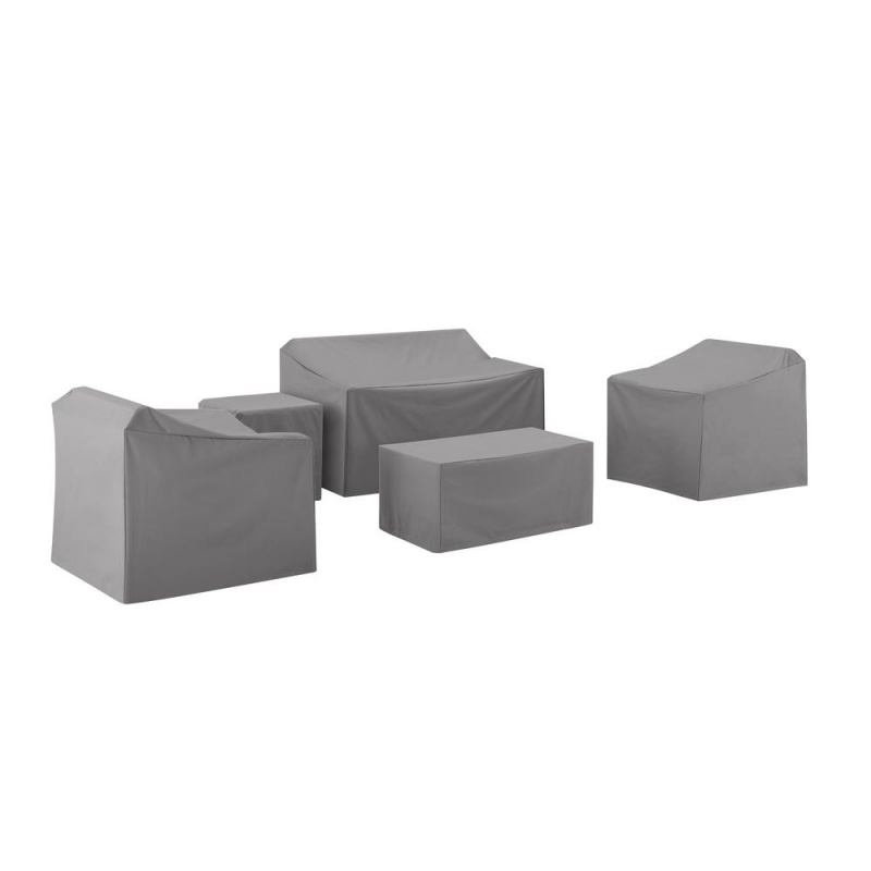 5Pc Furniture Cover Set Gray - Loveseat, Two Arm Chairs, End Table, Rectangle Table