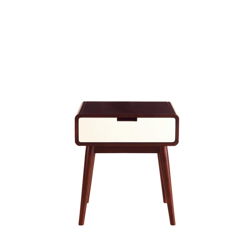 Christa End Table (Usb Charging Dock), Espresso & White