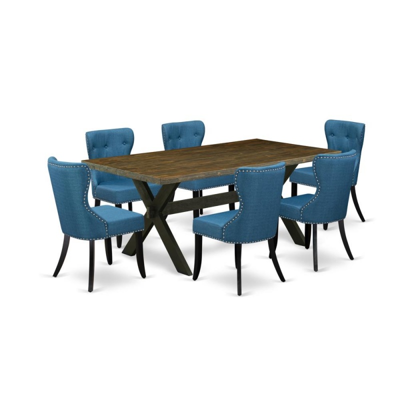 7-Piece Dinette Set with 6 Parson Dining Chairs