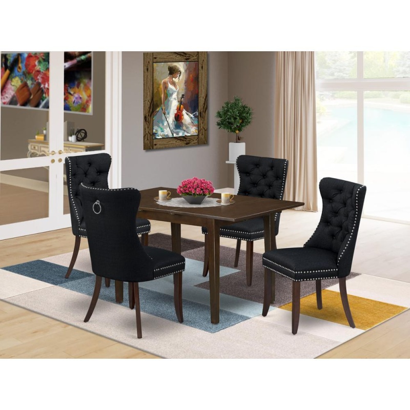 5 Piece Kitchen Set Consists Of A Rectangle Dining Table With Butterfly Leaf