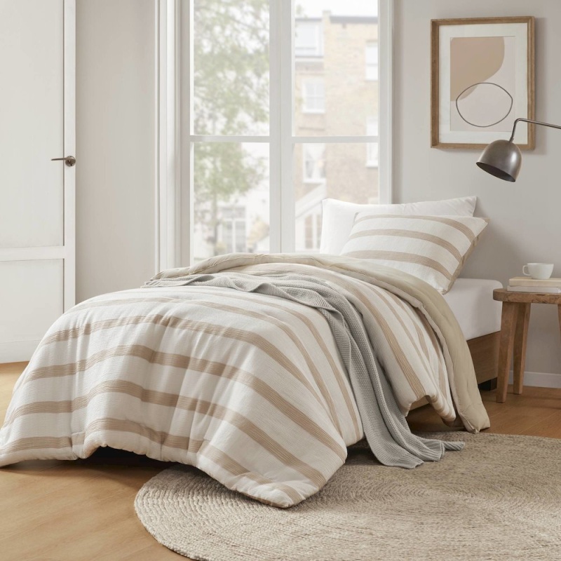 Merritt Yarn-Dyed Striped Comforter, Taupe Color
