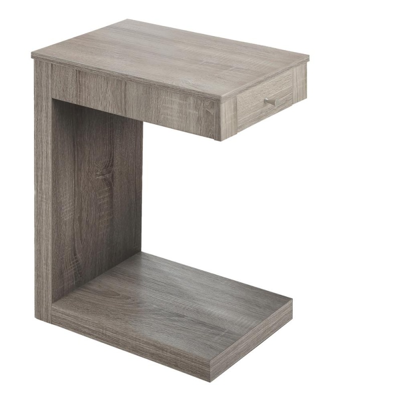 C-Shaped Accent Table with Storage Drawer