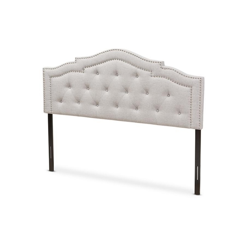 Edith Modern And Contemporary Greyish Beige Fabric Queen Size Headboard