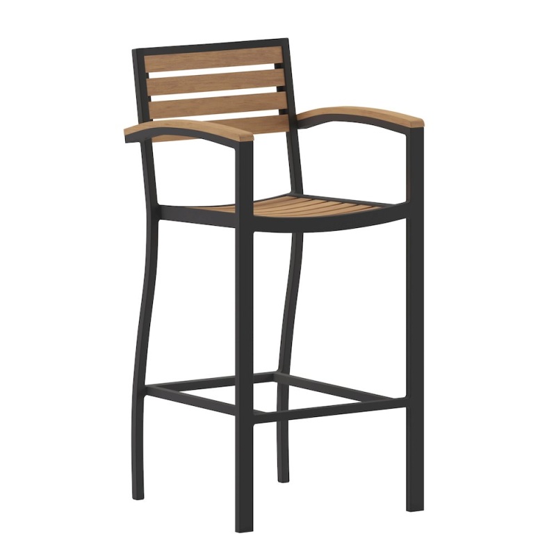 Contemporary All-Weather Patio Bar Stool With Arms