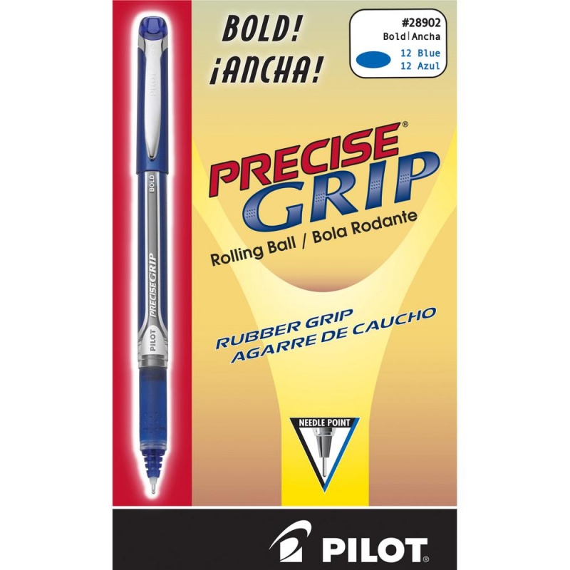 Pilot Precise Grip Bold Capped Rolling Ball Pens - Bold Pen Point - 1 Mm Pen Point Size - Blue - Blue Barrel - 1 Dozen