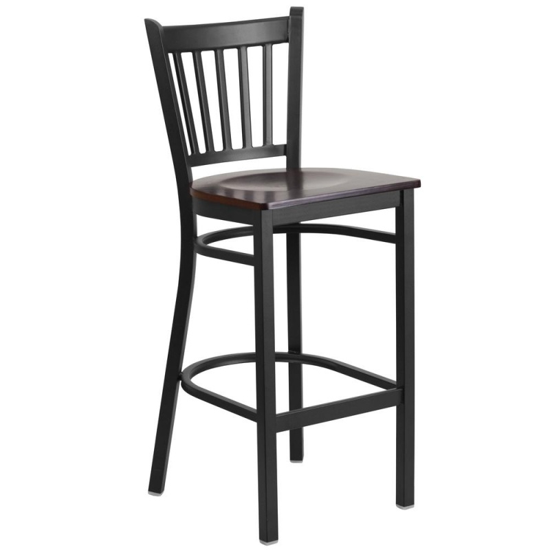 Black Vertical Back Metal Restaurant Barstool