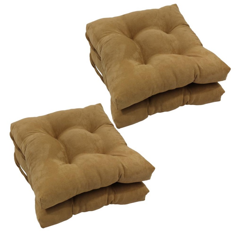 16-Inch Solid Micro Suede Square Tufted Chair Cushions (Set Of 4)