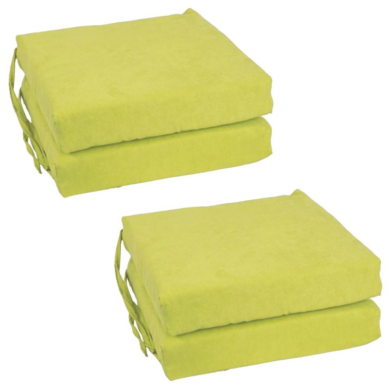 Blazing Needles Set Of 4 Indoor Microsuede Chair Cushions, Mojito Lime