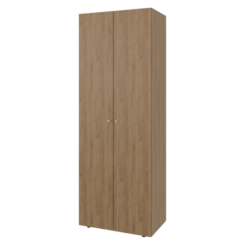 Lisle Armoire, 2 Doors, 2 Shelves, Natural Oak / White