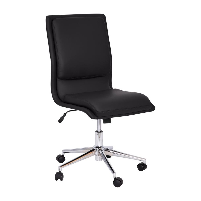 Mid-Back Armless Swivel Task Office Chair with Adjustable Chrome Base - Black