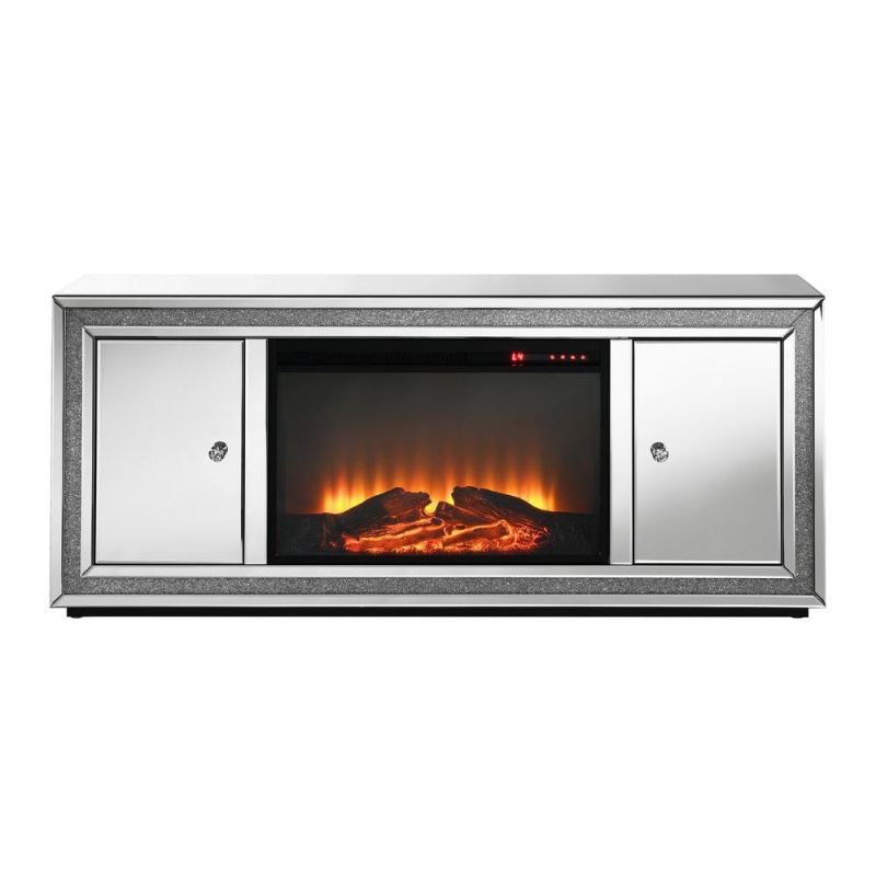 Mirrored Glam Fireplace Tv Stand