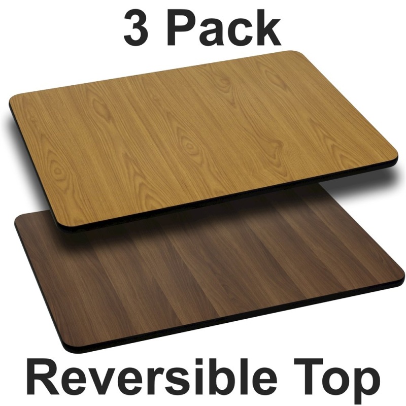 3-Pack 24'' x 30'' Rectangular Reversible Table Tops