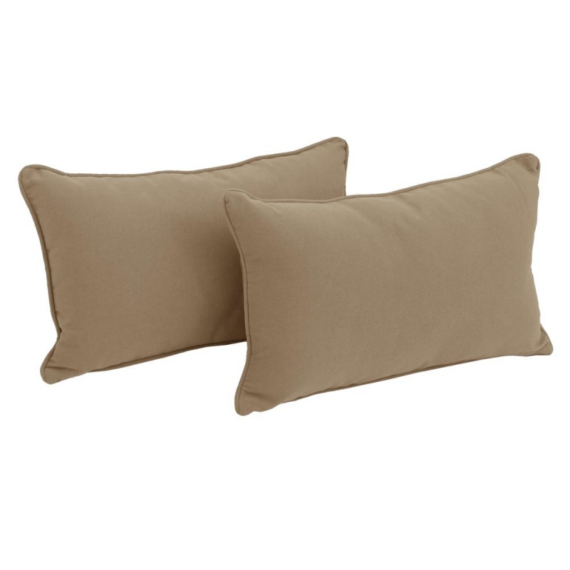 20-Inch By 12-Inch Double-Corded Solid Twill Back Support Pillows With Inserts (Set Of 2), Toffee