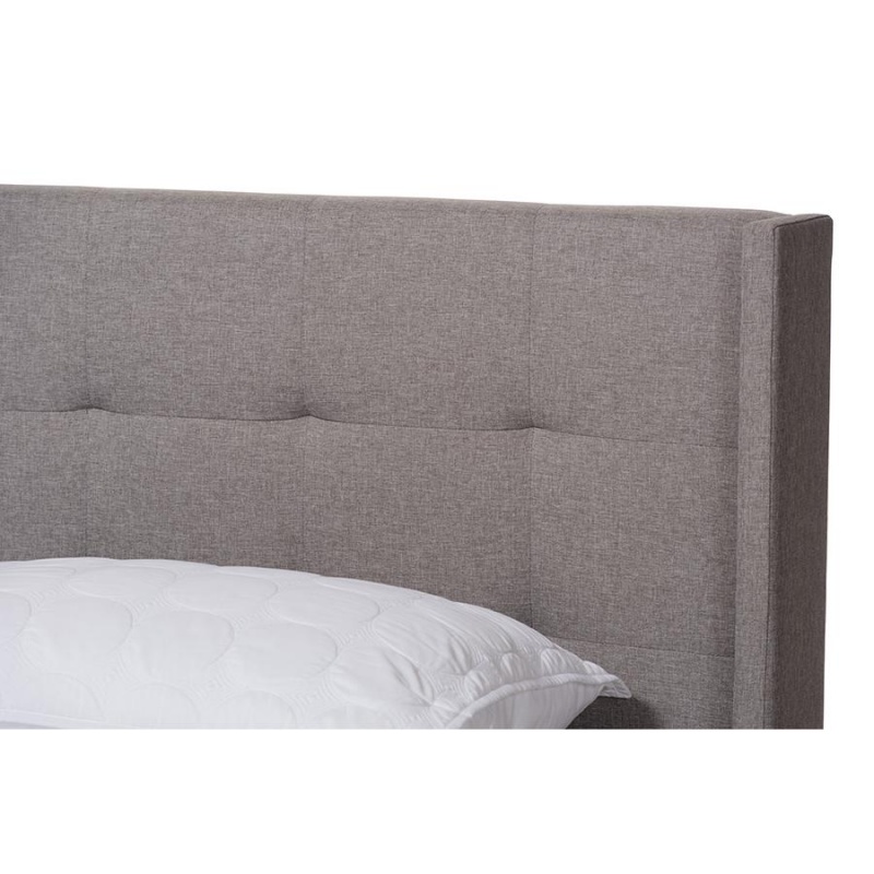 Lisette Modern And Contemporary Grey Fabric Upholstered Queen Size Bed
