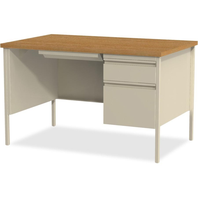 Lorell Fortress Series 48" Right Single-Pedestal Desk - For - Table Topoak Laminate Rectangle Top - 30" Table Top Length X 48" Table Top Width X 1.13" Table Top Thickness - 29.50" Height - Assembly Re