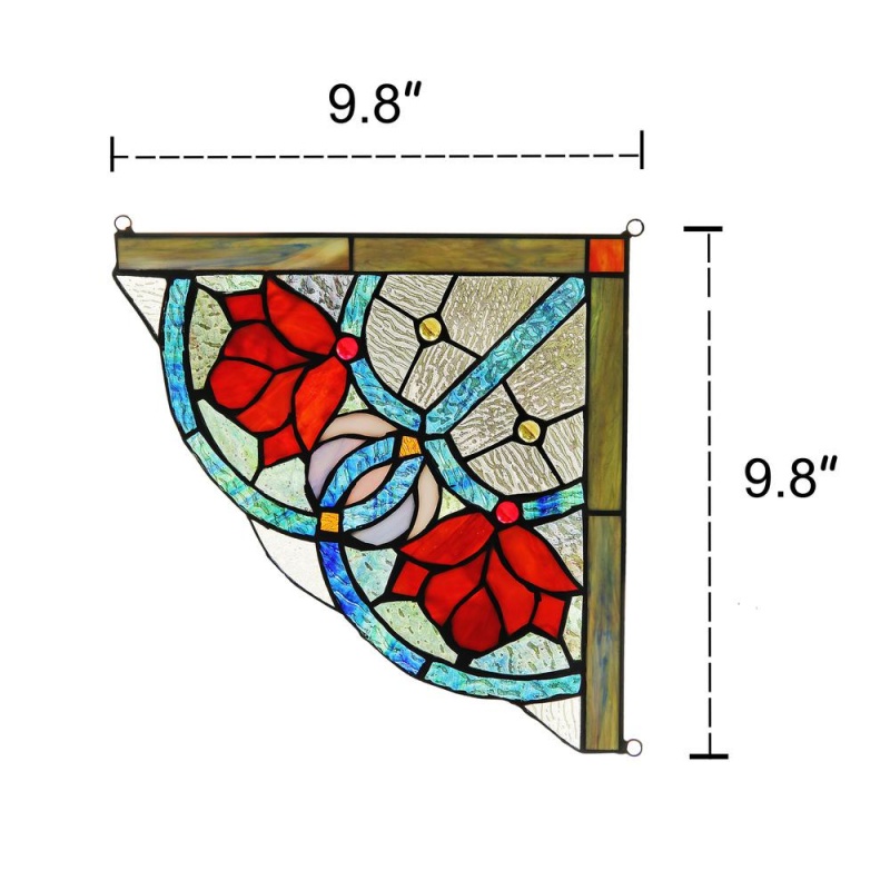 Roseheart Victorian Tiffany-Glass Window Panel 10" Wide