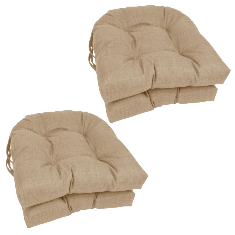 16-Inch Spun Polyester Solid Outdoor U-Shaped Tufted Chair Cushion