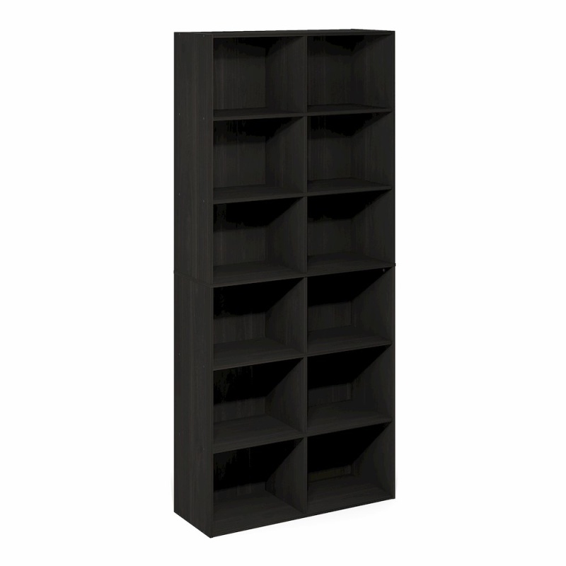 Basic 12-Cube Open Shelf Bookcase, Amber Pine