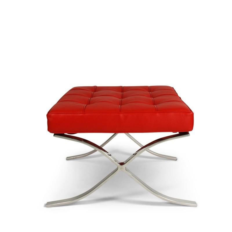 Barry Ottoman Red Faux Leather Stainless Steel Frame