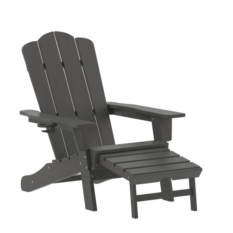 Commercial Adirondack Chair With Pull-Out Ottoman And Cupholder