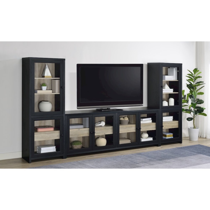 Denison 3-Piece Entertainment Center 79-Inch TV Stand Black