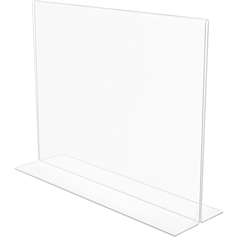 Deflecto Anti-Glare Double-Sided Sign Holder - Landscape - 8.7" X 11.1" X 3.3" X - Acrylic - 1 Each - Clear - Anti-Glare, Scratch Resistant, Durable, Double-Sided, Heavy Duty