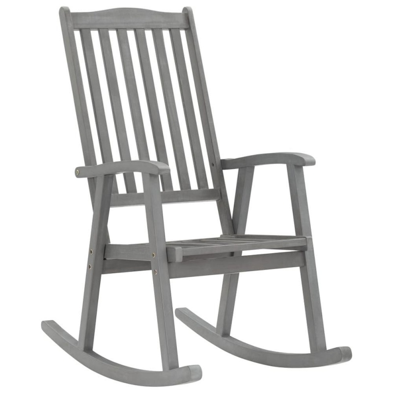 Vidaxl Rocking Chair With Cushions Gray Solid Acacia Wood 4217