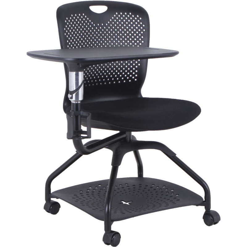 Lorell Student Training Chair - Fabric Seat - Plastic Back - Four-Legged Base - Black - 1 Each