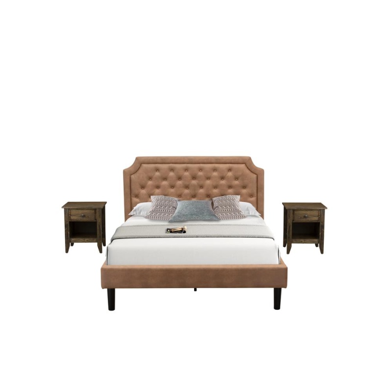 3-Piece Bedroom Set with Queen Size Bed and 2 End Tables