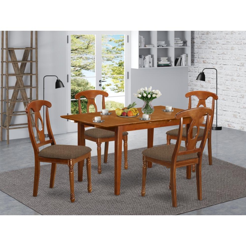 5 Pc Kitchen Table Set Table With Leaf And 4 Dining Table Chairs