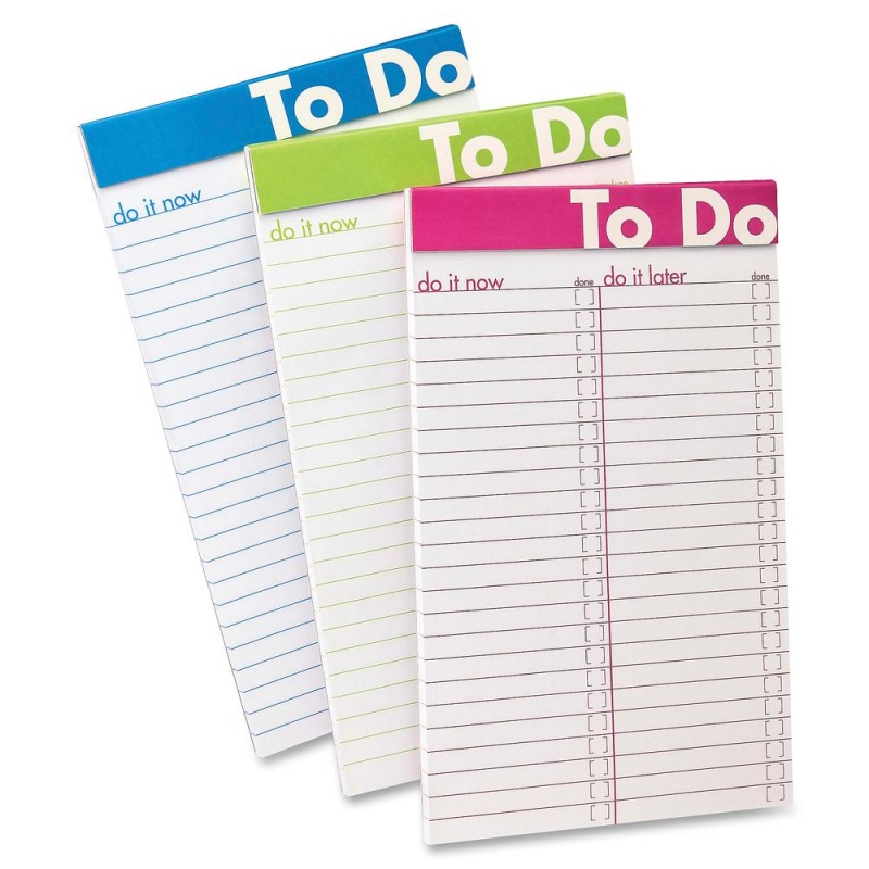 Ampad To Do List Notepad - 50 Sheets - 5" X 8" - White Paper - Assorted Cover - Micro Perforated - 6 / Pack