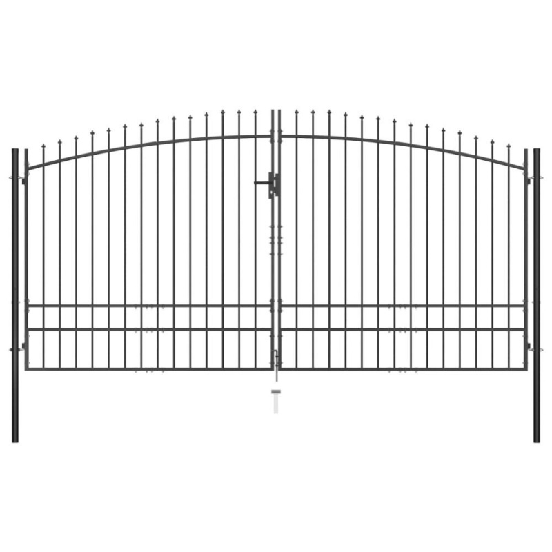 Vidaxl Double Door Fence Gate With Spear Top 13.1'X8.1'