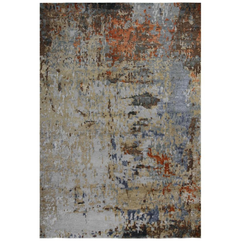 Hand Knotted Cut Pile Wool/ Viscose Rug, 10' X 14'