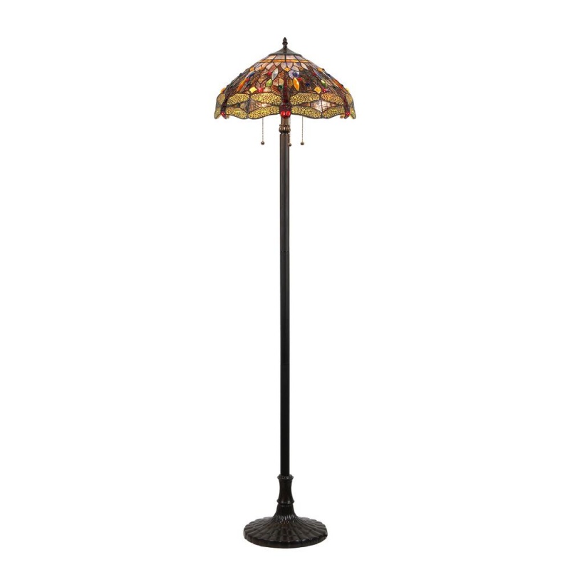 Dragan Tiffany-Style 3 Light Dragonfly Floor Lamp 18" Shade
